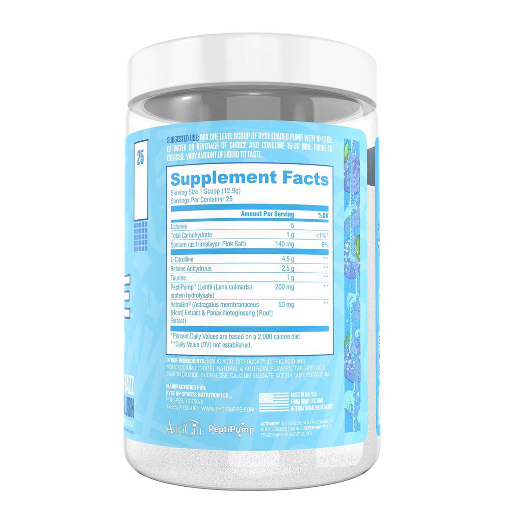 RYSE Loaded Pump - Blue Razz Slush (25 Servings)