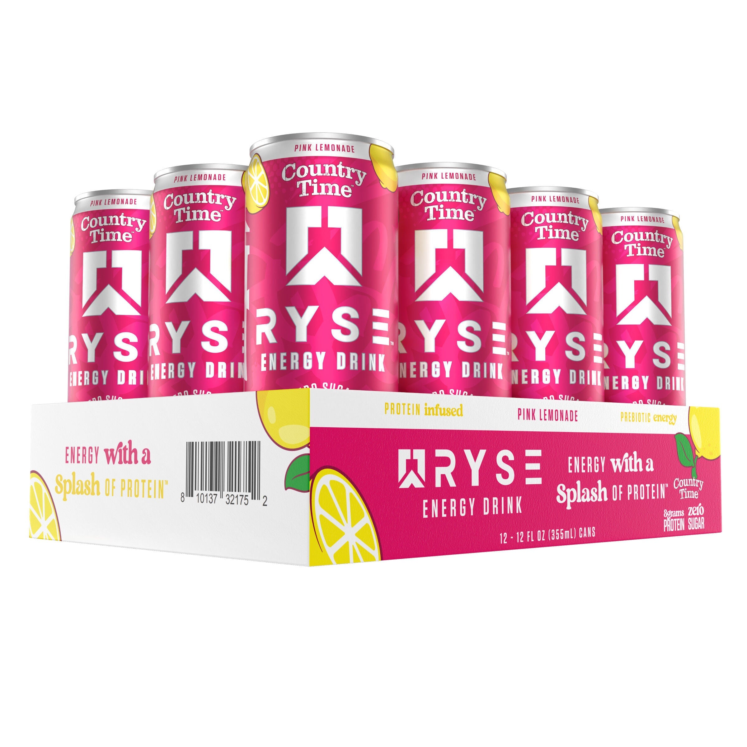 RYSE Energy Drink - Country Time Pink Lemonade - 12 fl oz. (12 Cans)